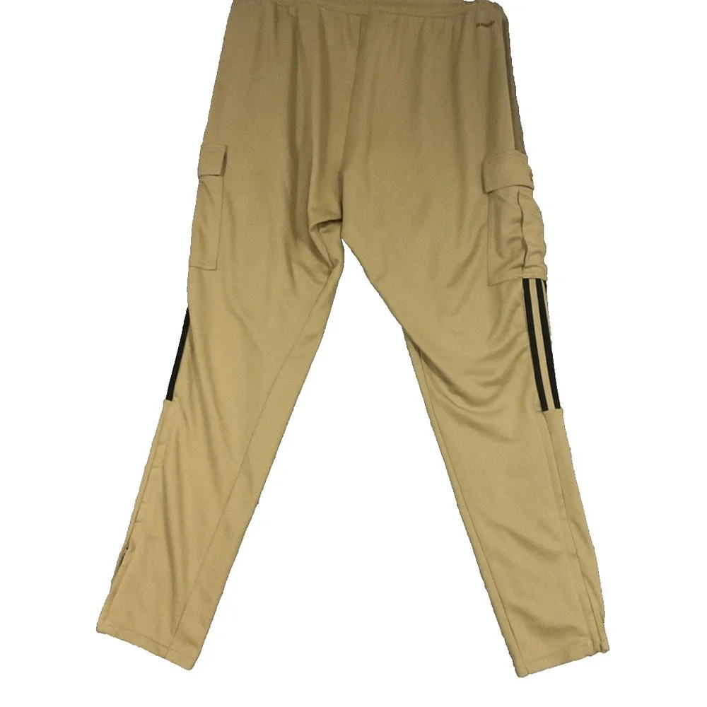 Adidas Primegreen Track Pants Joggers Beige XXL 3 Stripe Soccer Athletic Gym Fit